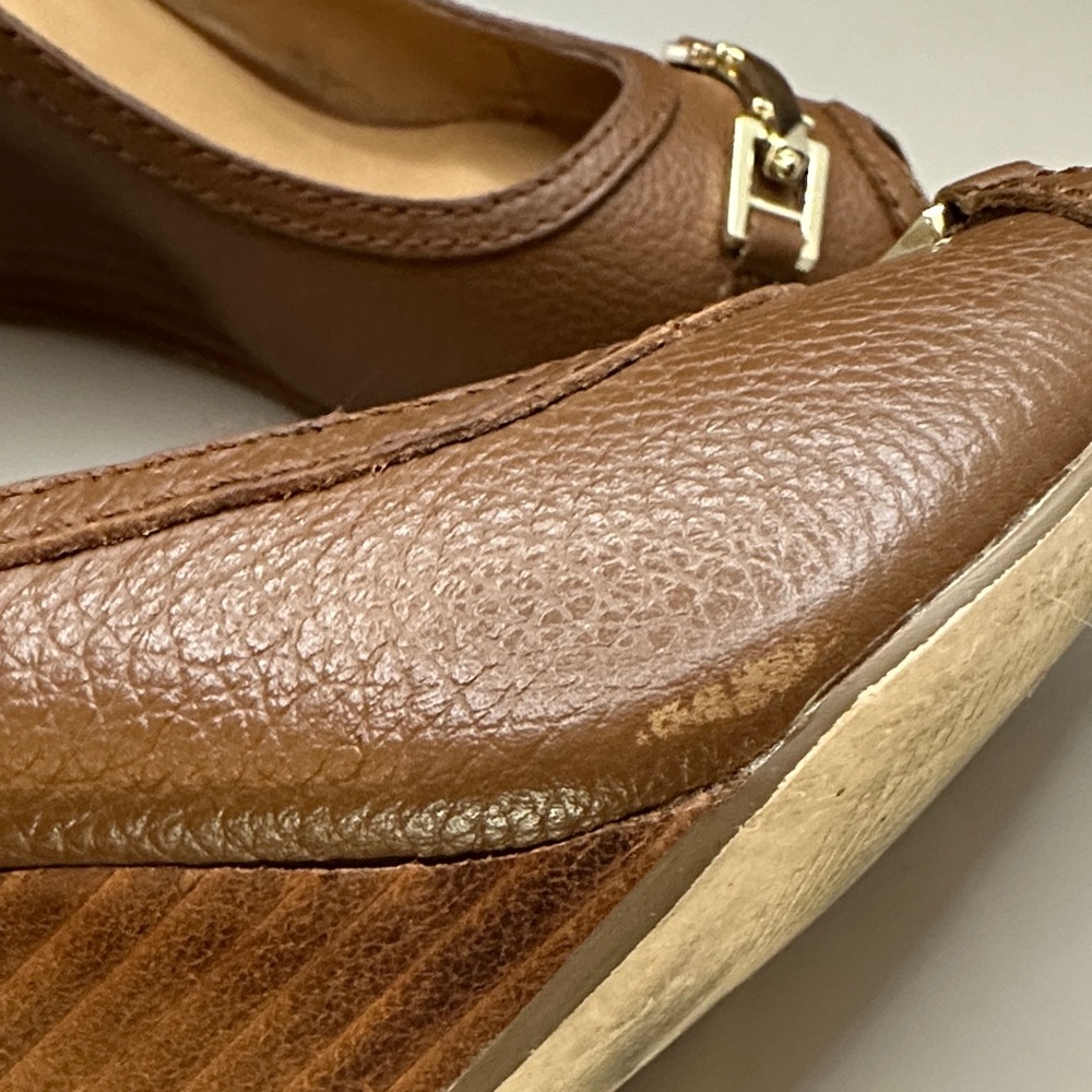 Saks Fifth Avenue Brown Peep-Toe Wedges - Picture 8 of 8